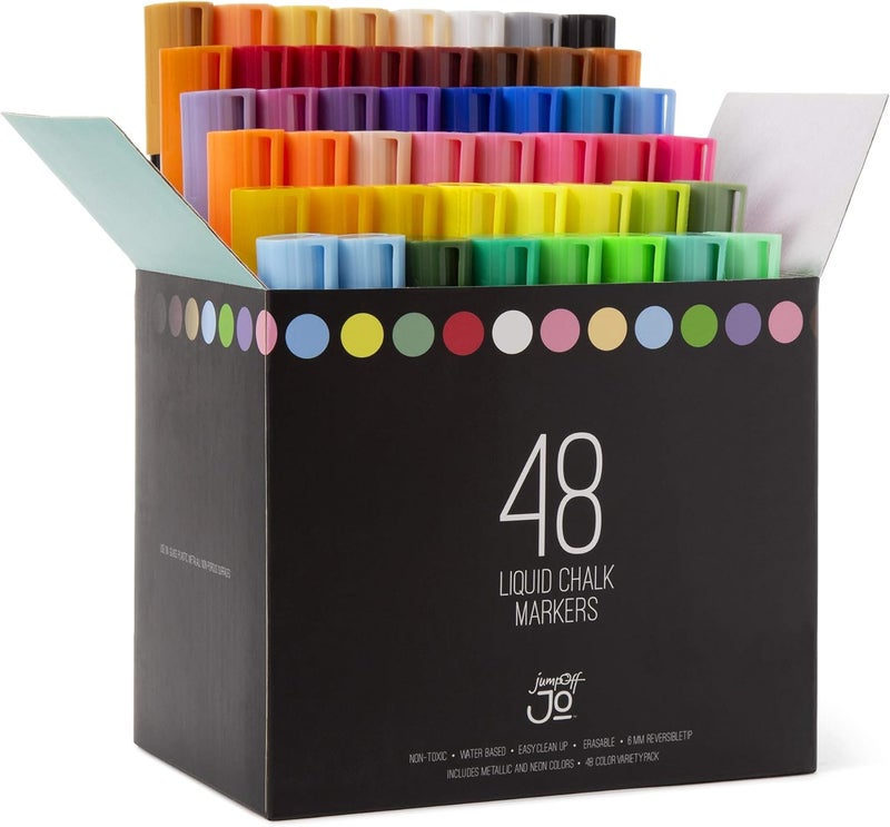 JumpOff Jo – Liquid Chalk Markers – Reversible Chisel and Round Tip – Multi Color (48) - Image 1